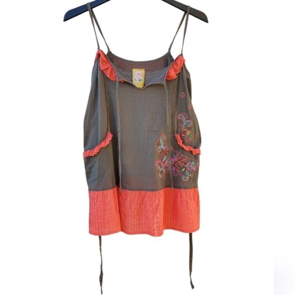 Free People Extra Small Floral Embroidered Tank Top